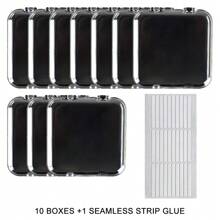 10PCS Press-On Nail Storage Acrylic Boxes With Adhesive Sheets Transparent Clear Nail Boxes Jewelry Storage Tool&Accessories