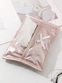 实用的蝴蝶结纸巾盒，办公桌装饰，便携式纸巾盒，也可悬挂，情人节礼物，浴室收纳，护肤品收纳，适合家庭，旅行，节假日和学校使用，便利袋，卧室必需品，伴娘礼物，母亲礼物，生日礼物，朋友和老师的礼物，多种款式可供选择 - 彩色 - 查看 9