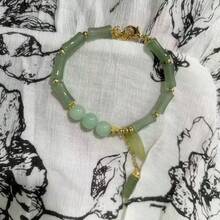 1個新中式輕奢橄欖綠翡翠綠竹手鐲/竹蘭花手鐲/竹葉珠鏈 - 綠色 - 查看 4