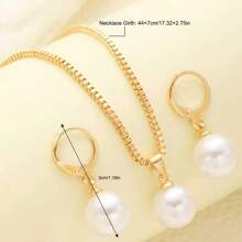 3pcs Set Fashionable Minimalist Faux Pearl Necklace And Earring Jewelry Set, Suitable For Women Party And Daily Wear