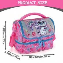 1pc Dual Layer Insulated Lunch Bag, Unisex Kids Lunch Box, Thermal Cooler Bag With Adjustable Shoulder Strap - Double Layer Lunch Bag - View 5