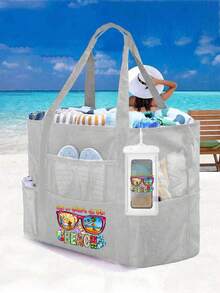 Large Mesh Beach Tote Bag, Multifunctional Storage Bag With Zipper Closure, Foldable And Lightweight, Suitable For Family Beach Trips To Carry Toys And Vacation Essentials, Can Also Be Used As A Backpack, Large Capacity, Waterproof, Portable - Multicolor - View 7