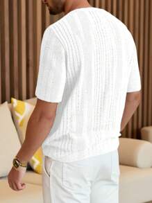Mature Casual Elegant Ribbed Texture Fashionable Fitted Soft Touch Short Sleeve T-Shirt
