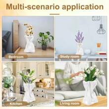 Nordic Style White Vase - Asymmetrical Wrinkled Fabric Bag Design, Suitable For Decorating With Dried Flowers And Fresh Flowers, Suitable For Outdoor, Living Room Decorative Tabletop Accents