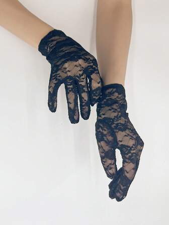 GARASSACC 1 双女式短款蕾丝花朵弹力正式活动派对手套