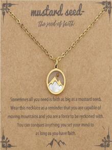 1pc Mustard Seed Pendant Necklace; Mountain Peak Mustard Seed Faith Encouragement Wishing Beads Necklace Gift For Her