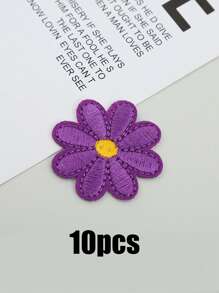 10pcs Daisy Embroidered Patch, Daisy Shaped Flower Design Iron-On Patch, Embroidered Daisy Patch For DIY Sewing  ,Suitable For Diy Clothing, Hats, Bags, Shoes, Phone Cases, Iron-On Design