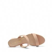 Summer New Plus Size Wide Fit Women's Sandals,  Elegant Square Open Toe Chunky Low Heel Slip-On Sandals Suitable For Wide Feet - Nude - View 4