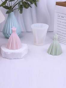 1pc New Silicone Wedding Dress Candle Mold, DIY Holiday Gift Wax Candle Plaster Decor Silicone Mold