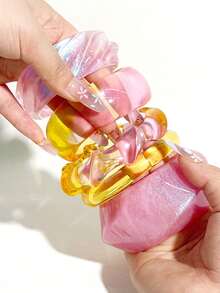 1pc Pink Fashionable Elegant Asymmetric Round Women Bracelet, Stylish & Versatile For Party Wear - Multicolor - View 2