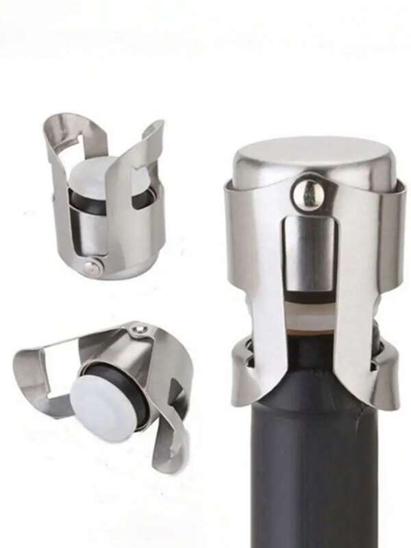 4pcs/2pcs/1pc Stainless Steel Champagne Stoppers, Silver Champagne Saver, Sealer, Suitable For Bottle & Jar Sealing In Kitchen, Holiday Party Use