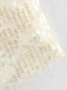 ZEVITY Blusa de tirantes con volantes, lentejuelas y diseño en patchwork, para verano