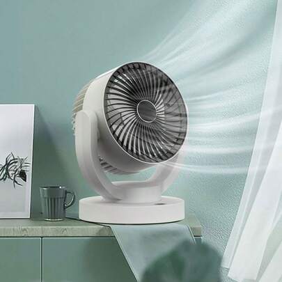 Ventilador de circulación de aire. Ventilador portátil con función de circulación de aire 3D, tres velocidades y recargable. Ideal como ventilador de circulación para el escritorio de la oficina, compacto y sin ocupar espacio, creando un ambiente de trabajo fresco. Este ventilador portátil es adecuado para el hogar, la oficina y la campaña.