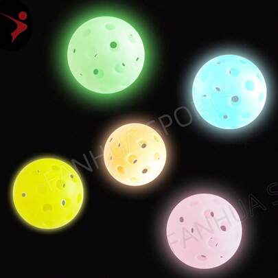 1pc/5pcs Glow-In-The-Dark Pickleball Balls, 40 Holes Plastic Pickleball, 74mm Diameter For Indoor/Outdoor, Floats On Water