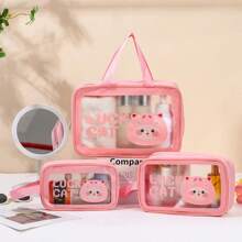 New Dry Wet Separation Cute Wash Bag, Large Capacity Travel Storage, Portable Bathing, Swimming, Beach Storage, Cosmetics Waterproof Bag Three Pieces Set Graduation