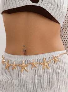 1 szt. Ocean Vacation Style Starfish Waist Chain, seksowny plażowy sztuczny perłowy kwiat Body Chain do codziennego noszenia przez kobiety i na wakacje