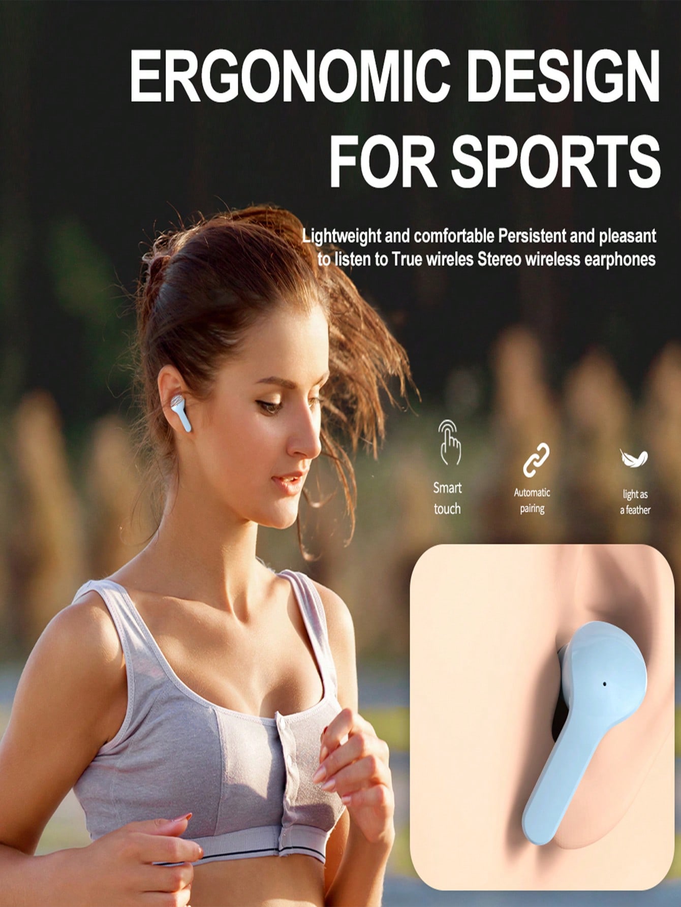 سماعة أذن لاسلكية بلوتوث شفافة واحدة – شاشة وتحكم...