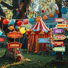 Circus Party Decoration Circus Photo Booth Props Carnival Party Directional Signs Decor Carnival Theme Party Decorations Welcome Circus Party Signs Carnival Directional Signs Decorations