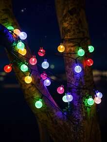 1 件水晶球形 LED 灯串，20/30/50/100/200 LED，户外防水灯串，LED 花园庭院花环灯花园太阳能花园装饰，防水太阳能露台灯，花园庭院门廊婚礼派对装饰的太阳能仙女灯