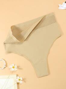 Set de 3 piezas de bragas de mujer de cintura alta, de alta calidad, cómodas y transpirables de algodón para el postparto con control de barriga, color albaricoque
