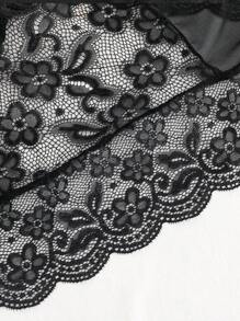 Set de 2 piezas de ropa interior sexy de encaje y malla para mujer, con diseño de patchwork de encaje