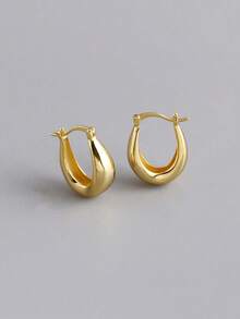 1 Đôi bông tai hình chữ U đơn giản bằng bạc Sterling S925, món quà trang sức thanh lịch dành cho phụ nữ, quà tặng dự tiệc. - Hình chữ U - Xem 8