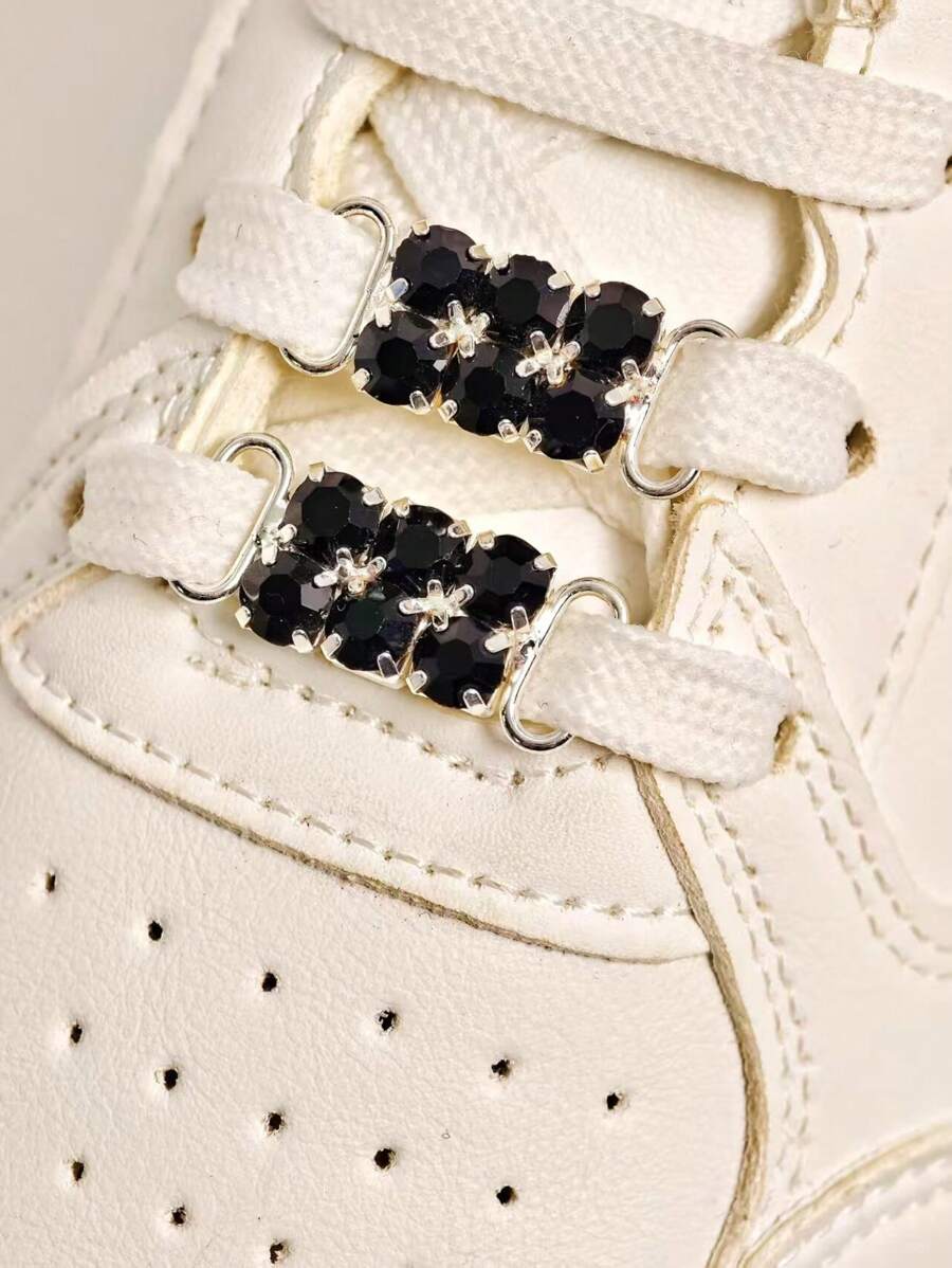 2 Peças Elegantes Clipes de Sapato de Liga Oca, Decoração com Strass e Pérola Falsa, Adequado para Botas e Tênis