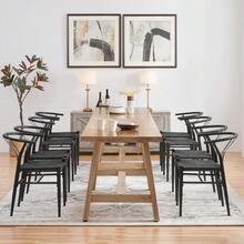 Dining Chair Set Of 2 Modern Weave Chairs Kitchen Chairs Dining Room Chairs With Solid Metal Frame For Dining Room Kitchen Living Room Home, Wood Color - Full Black - View 9