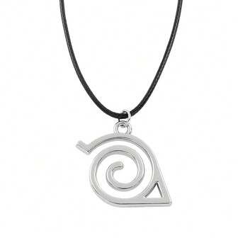 1pc Hot-Blooded Cartoon Anime Naruto Konoha Ninja Badge Logo Pendant Necklace, Fashionable And Personalized Necklace, Suitable For Daily Wear Or As A Gift