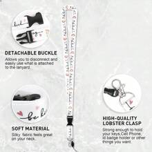 1pc Versatile & Multi-Pattern English ID Card Lanyard, 20.91 Inch (53.1 Cm) Simple & Fashionable Detachable Neck Strap For Teachers, Nurses, Daily Use, Office Supplies - White Flower, Pink Stay Arrow, Rainbow Flower Styles,School Supplies,Back To School