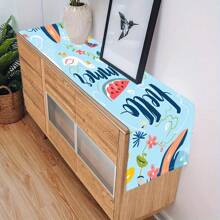 1pc/5pcs/7pcs, Home Decor, Summer Style Lemon Pattern Polyester Printed Table Runner With 6 Placemats - Polyester, Rectangle, Holiday Decorative Fabric Table Runner, Home Decor, Kitchen & Dining Table Decoration, Room Decor, Table Runner