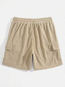 Pantalones cortos cargo de pana clásicos de moda para hombres de talla grande con múltiples bolsillos, cordón con cinta, diseño de contraste de color, apropiados para uso casual, al aire libre, trayectos y estilo callejero, nueva colección de verano