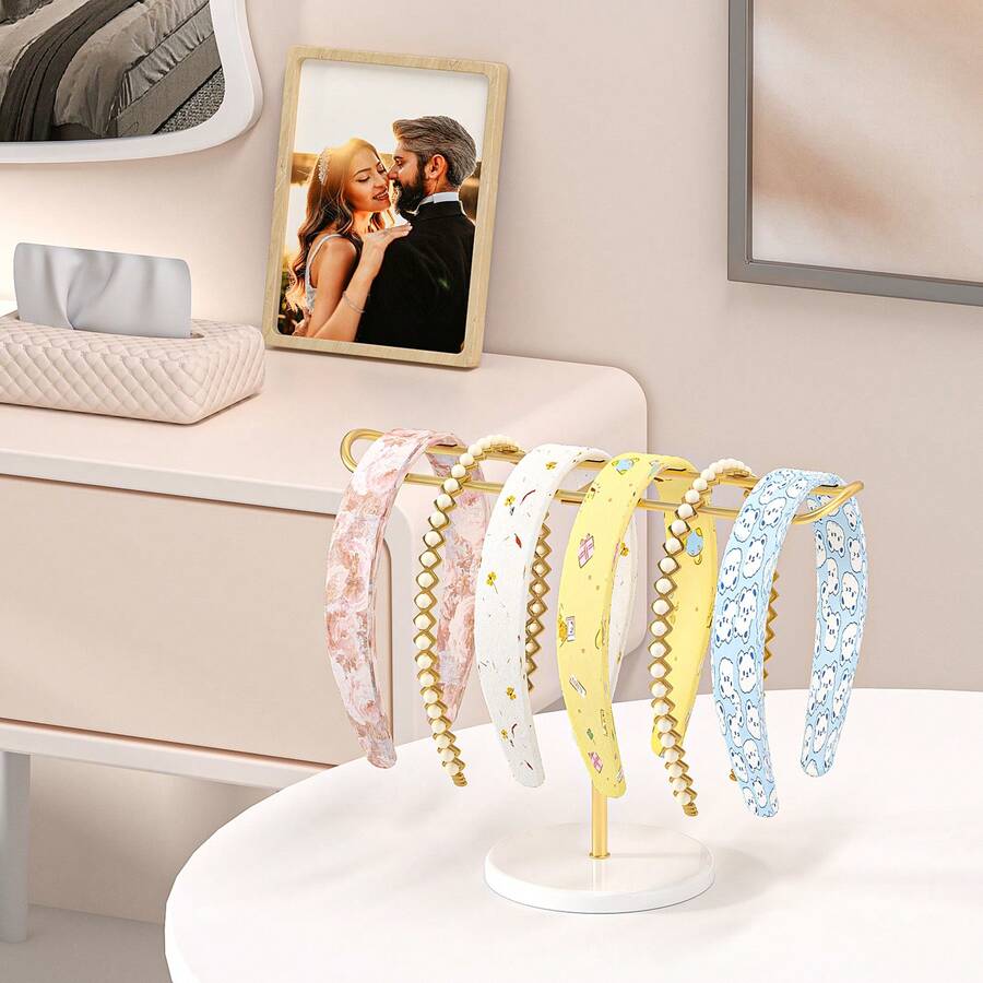 1pc Golden Hair Accessory Organizer Holder, Gender Reveal Party, Perfect For Birthdays, Weddings, Parties, The Perfect Gift For Colleagues, Friends, And Family, Back To School - Gold - View 1