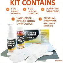 TKL-Headlight Restoration Kit - 3 Easy Steps To Restore Sun Damaged Headlights With Exclusive UV Block Clear Coat, Light Output And Beam Pattern Restored, Long Lasting Protection - 完整套件 - 查看 4