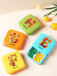 1 pezzo Scatola per pillole mini con 2 scomparti personalizzabile con nome e disegno carino di una mucca, portatile e compatta, adatta come organizer per pillole, scatola settimanale per viaggi, scatola con scomparti indipendenti, per tasche o portafogli, contenitore per vitamine e integratori giornalieri, custodia portatile per medicinali da viaggio e conservazione