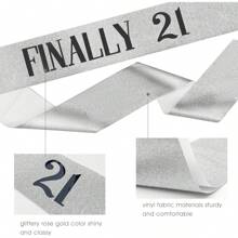 21st Birthday Sash & Rhinestone Tiara Set, 21st Year Old Birthday Gifts For Her Party Supplies Decorations For Women (Glitter Silver&Glitter Golden&Glitter Rose Golden)