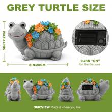1pc Tortoise Statue,Solar Garden Outdoor Statues, Solar Home Ornaments LED Light Art Decoration, Green Garden Resin, Suitable For Courtyard Lawn Home Decoration Lamps - Turtle - View 6