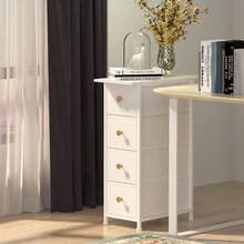 Narrow Dresser Cabinet Vertical Slim Dresser Chest Of Drawers Skinny Storage Tower For Small Spaces Gaps Closet Bedroom Bathroom Small Fabric Drawer Unit (White, 5 Drawers) - White - View 7