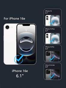 Compatible With 16E Phone Case: Transparent Anti-Yellowing Solid Color Phone Case For 16E 2025, Military-Grade Protection Ultra-Thin Phone Case | Scratch-Resistant Transparent Phone Case (Glitter) (Including Screen Protector And Phone Case) Set - Clear - View 3