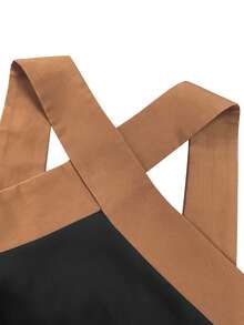 Plus Size Women's Elegant Sleeveless V-Neck Color Block Casual Maxi Dress, Suitable For Daily Commute, Beach Vacation, Single Party - Black - View 5