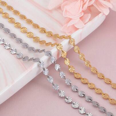 1m/Confezione Catena rotonda in acciaio inossidabile con motivo, catena a forma di girasole, per la creazione di gioielli fai da te, accessori per collane e bracciali