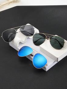 1 件/3 件金属男士时尚眼镜复古飞行员镜框时尚护目镜适合日常使用和度假 - 彩色 - 查看 3