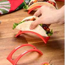 5 piezas Soporte de plástico rojo para tortillas, soporte mexicano para tacos, soporte de cocina creativo para panqueques, patatas fritas, tortas de maíz y tortillas, estilo restaurante