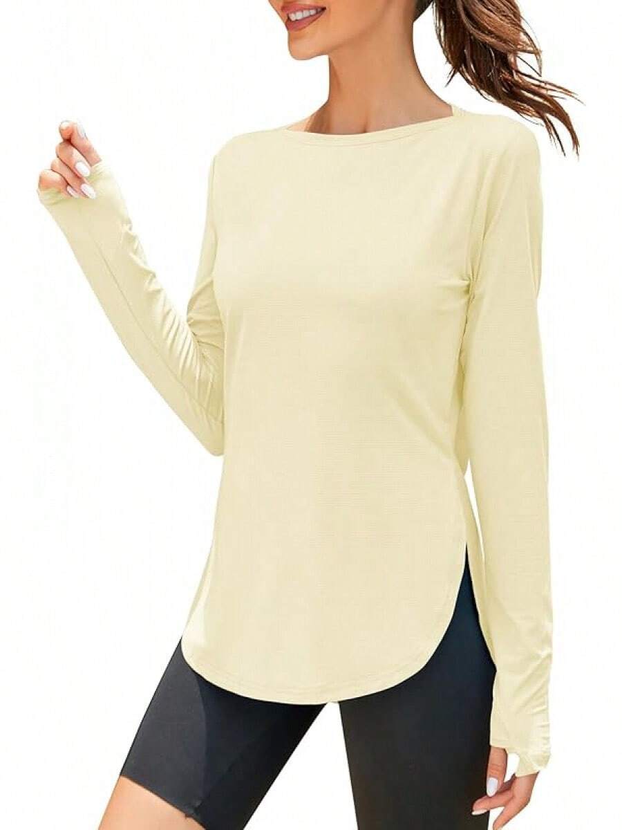 ZHENWEI Women's Long Sleeve Sun Shirt UV Protection Workout Tops Lightweight UPF 50+ Golf Gym Hiking Shirts Outdoor Clothing - 黃色 - 查看 1