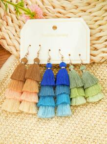 TopHanqi Set de 12 pendientes con flecos bohemios para mujer, pendientes colgantes de múltiples capas para playa, vacaciones, viajes, uso diario, fiestas, regalos, versátil