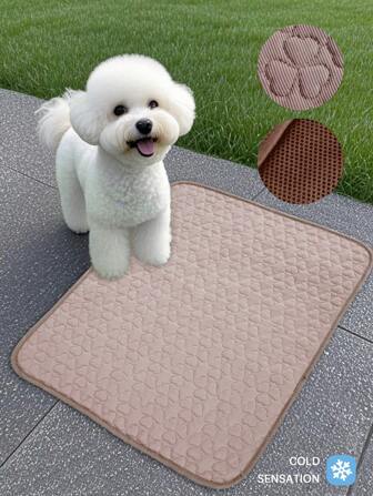 1 件/2 件棕色三叶草设计宠物降温垫，透气冰丝耐咬垫，适用于猫/狗窝、沙发、地垫，适合大/中/小型宠物，夏季