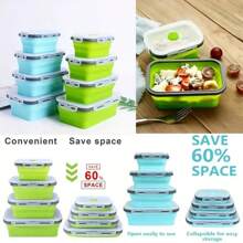 [1/4pcs Collapsible Silicone Food Storage Containers] 1/4pcs Silicone Food Storage Containers With Lids, Collapsible Lunch Box Set, Microwave & Dishwasher Friendly, Space-Saving Design, With Portable For School, Office, And Home Kitchen,School Supplies