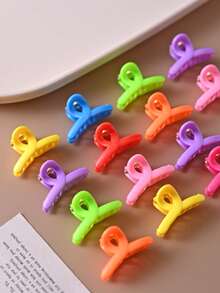30pcs Set Bright Color Intersecting Claw Clips, Cute & Sweet Niche Hair Accessories Suitable For Everyday Wear, Mini Clips - Multicolor - View 4