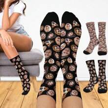 Chaussettes personnalisées à motifs de visages multiples, chaussettes à visages, chaussettes pour garçons d'honneur, chaussettes avec visage, chaussettes personnalisées pour animaux de compagnie, cadeau d'anniversaire pour lui, chaussettes avec photo personnalisées