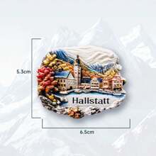 1pc Resin Refrigerator Magnet, Poland, Austria, Czech Landmarks Of Krakow, Hallstatt, Prague, Travel Souvenir, Home Decor Magnets For Bedroom, Kitchen, Wall, Creative Gift
